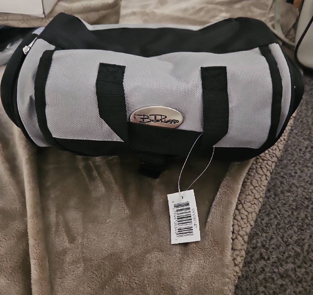 Black and Gray Duffel Bag with Durable Design